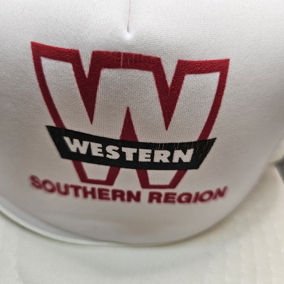 Vintage Trucker Rope Hat Western Trucking Snapback 80s 90s White Mesh Flat Brim - Picture 2 of 7